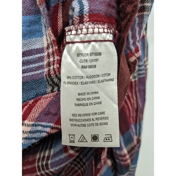 KUT from the Kloth Snap Button Up Shirt Women's Sz Medium Maroon Blue Plaid - Picture 4 of 10